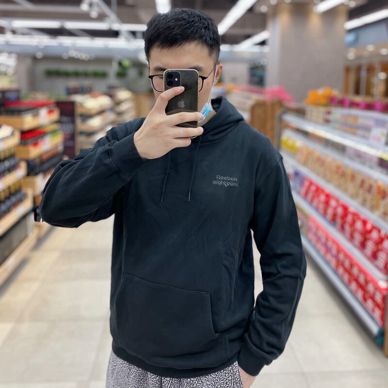 锐步Reebok 81联名 刺绣大LOGO运动连帽卫衣套头衫 H23192 H23193