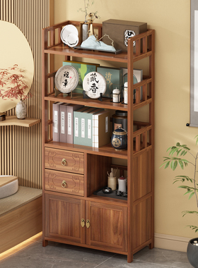 实木展示架博古架小型茶叶展示柜新中式茶具茶柜置物架子茶室边柜