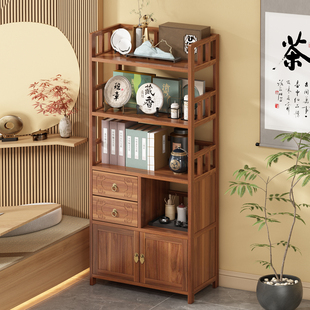 实木展示架博古架小型茶叶展示柜新中式茶具茶柜置物架子茶室边柜