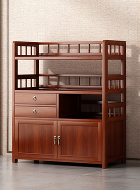 实木简约复古博古架茶水柜多功能收纳多层茶叶柜置物架多宝阁收纳