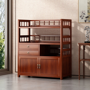 实木简约复古博古架茶水柜多功能收纳多层茶叶柜置物架多宝阁收纳