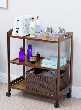 高档美容美发推车发廊美容院工具置物架实木移动带抽屉手推工具车