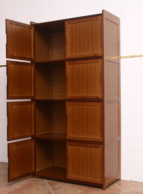 楠竹碗柜飘窗柜厨房置物架实木阳台收纳柜多功能书储物柜餐边柜子