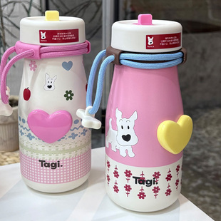 Tagi.《哈哈》怦怦爱心机灵大容量保温杯不锈钢吸管杯