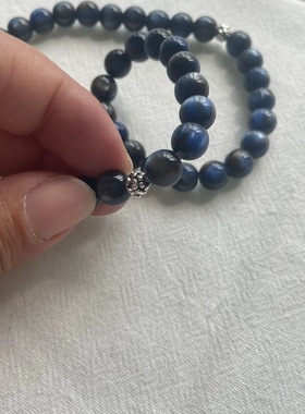 琉璃手链男女款蓝色猫眼效果手串无优化情侣款潮人时尚饰品