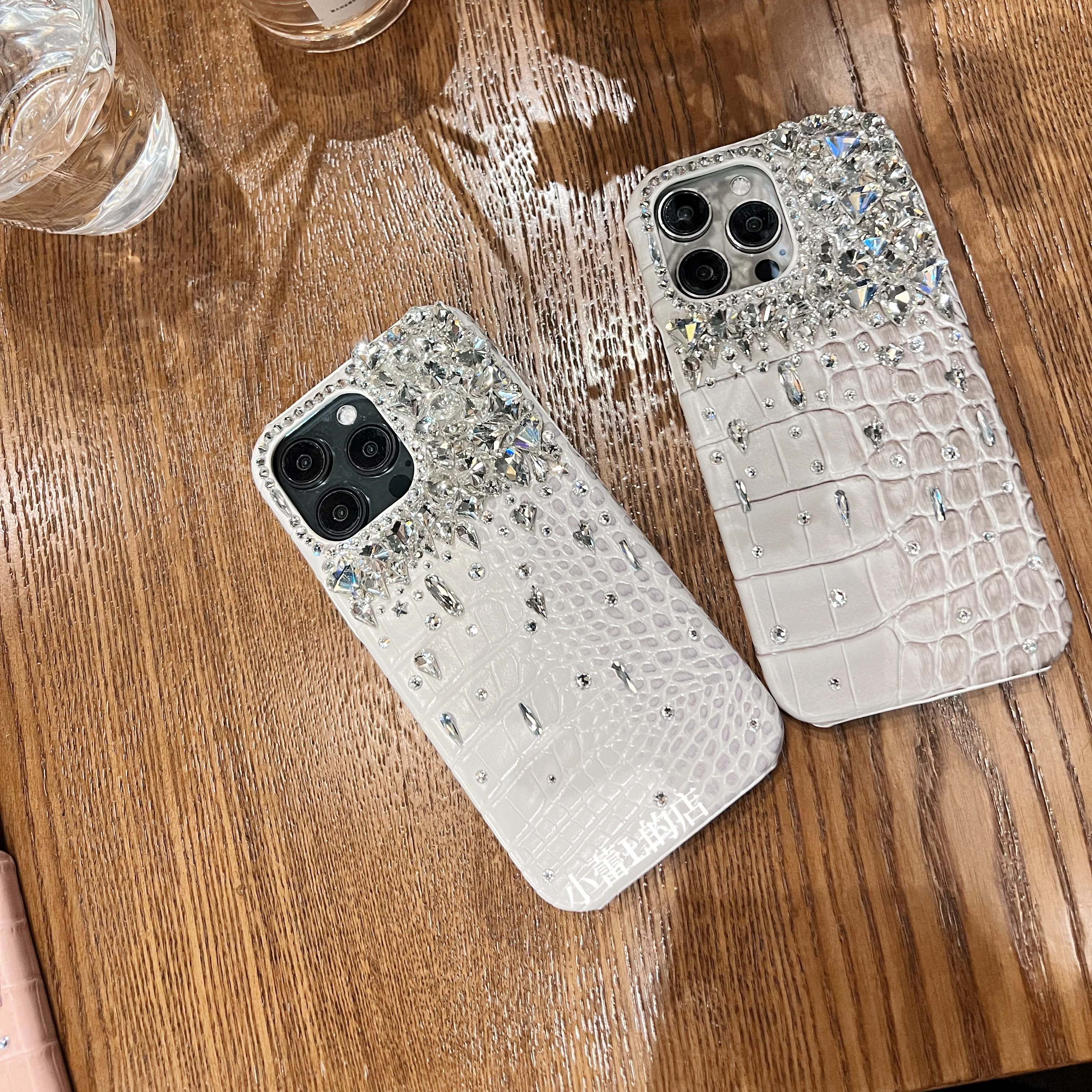 ins鳄鱼纹皮质贴钻半面堆钻手机壳13苹果15promax创意14pro保护套,个性定制/设计服务/DIY,手机壳/保护套定制,淘宝优惠券,粉丝福利购,淘宝优惠卷