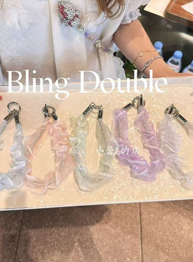彩纱水钻手提手机链手机绳手机挂件手机链条创意彩色手机挂饰