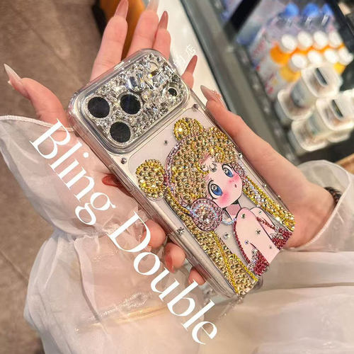 透明美少女水冰月水钻手机壳16pro适用苹果17promax华为创意个性