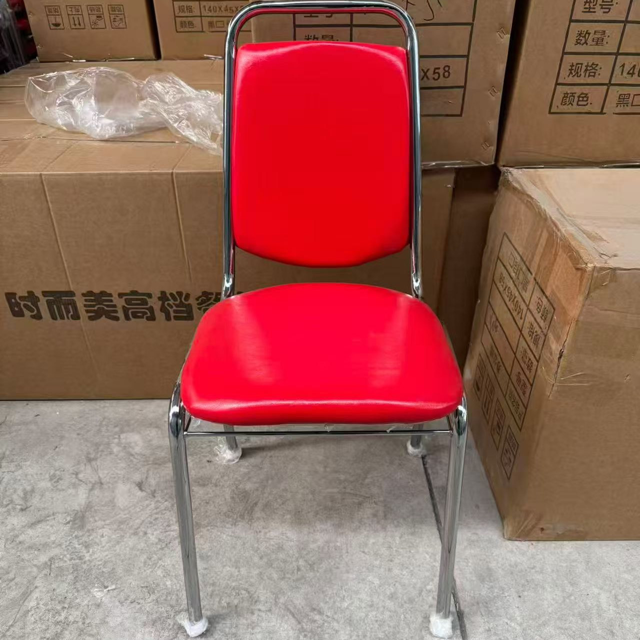 电镀火锅椅餐椅结实油腊皮四腿钢管电镀椅子