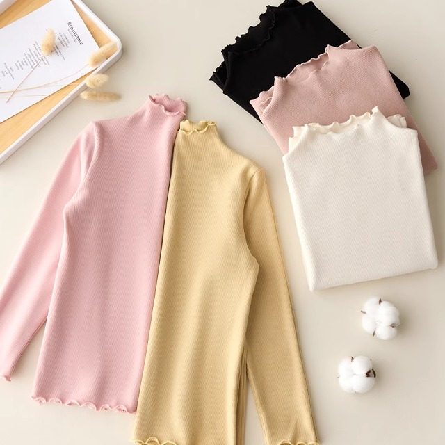 女童慕斯羊绒打底衫春秋季儿童加厚打底衣中大童半高领上衣a类