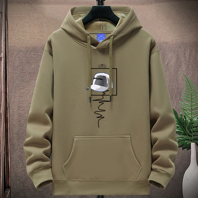 秋冬加绒厚连帽卫衣男中青年帽衫