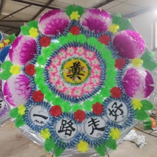 厂家直销白事殡葬用品仿真花折叠成品花圈带架子高档殡仪祭祀思念