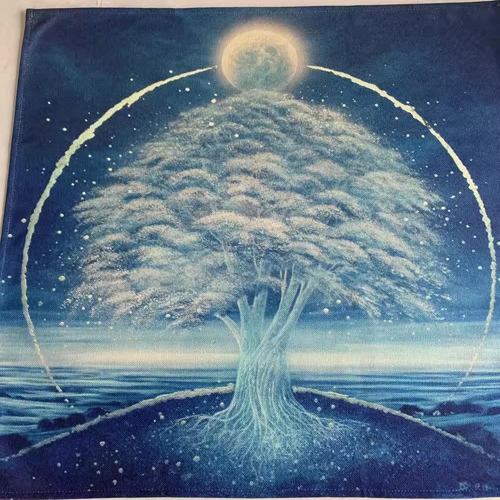 朦胧感雪树塔牌罗桌布罗牌塔书推牌布罗牌luo塔卡牌 直播拍照背景