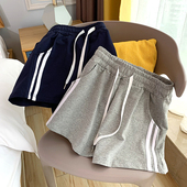 休闲高腰直筒三分裤 运动短裤 宽松纯棉外穿跑步大码 薄款 ins 女夏季