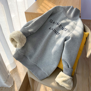 宽松洋气外套女羊羔绒 韩版 加厚加绒高领卫衣女秋冬季 2020年新款