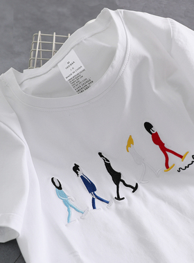 2018春装新款韩版白色刺绣短袖T恤女夏季宽松百搭半袖体恤衫上衣