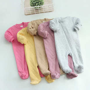 宝宝空气棉连体衣包脚爬服婴幼儿春秋季爬衣哈衣睡衣0-9个月