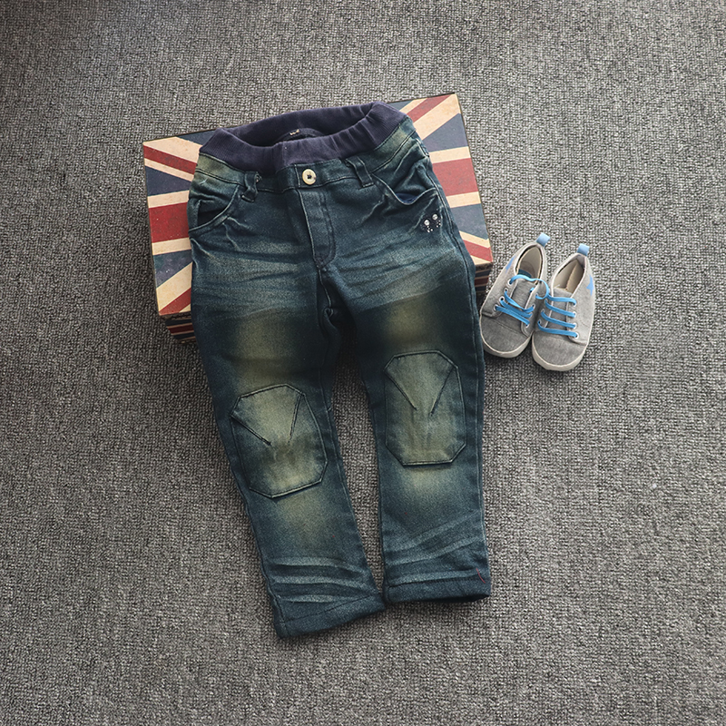 春秋双层加厚男童牛仔裤