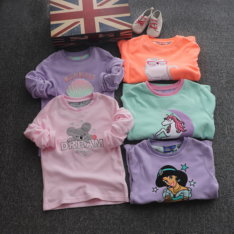 摇粒绒中大童卡通秋冬季打底衫