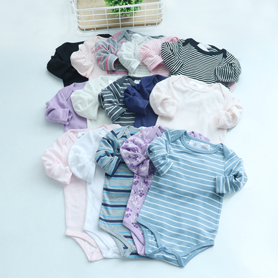 春秋季0-24个月长袖三角哈衣宝宝连体衣婴幼儿包屁衣爬服爬装爬衣