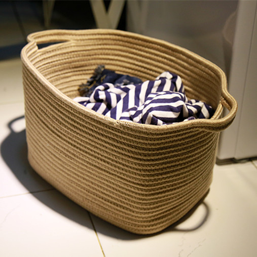 ins简约棉绳编织收纳筐清新家用大容量收纳篮零食玩具杂物篮,收纳整理,脏衣篮,淘宝优惠券,粉丝福利购,淘宝优惠卷
