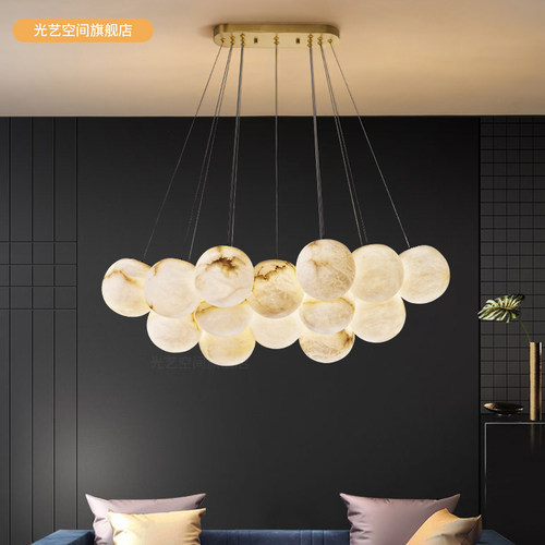 西班牙云石餐厅吊灯光艺空间全铜