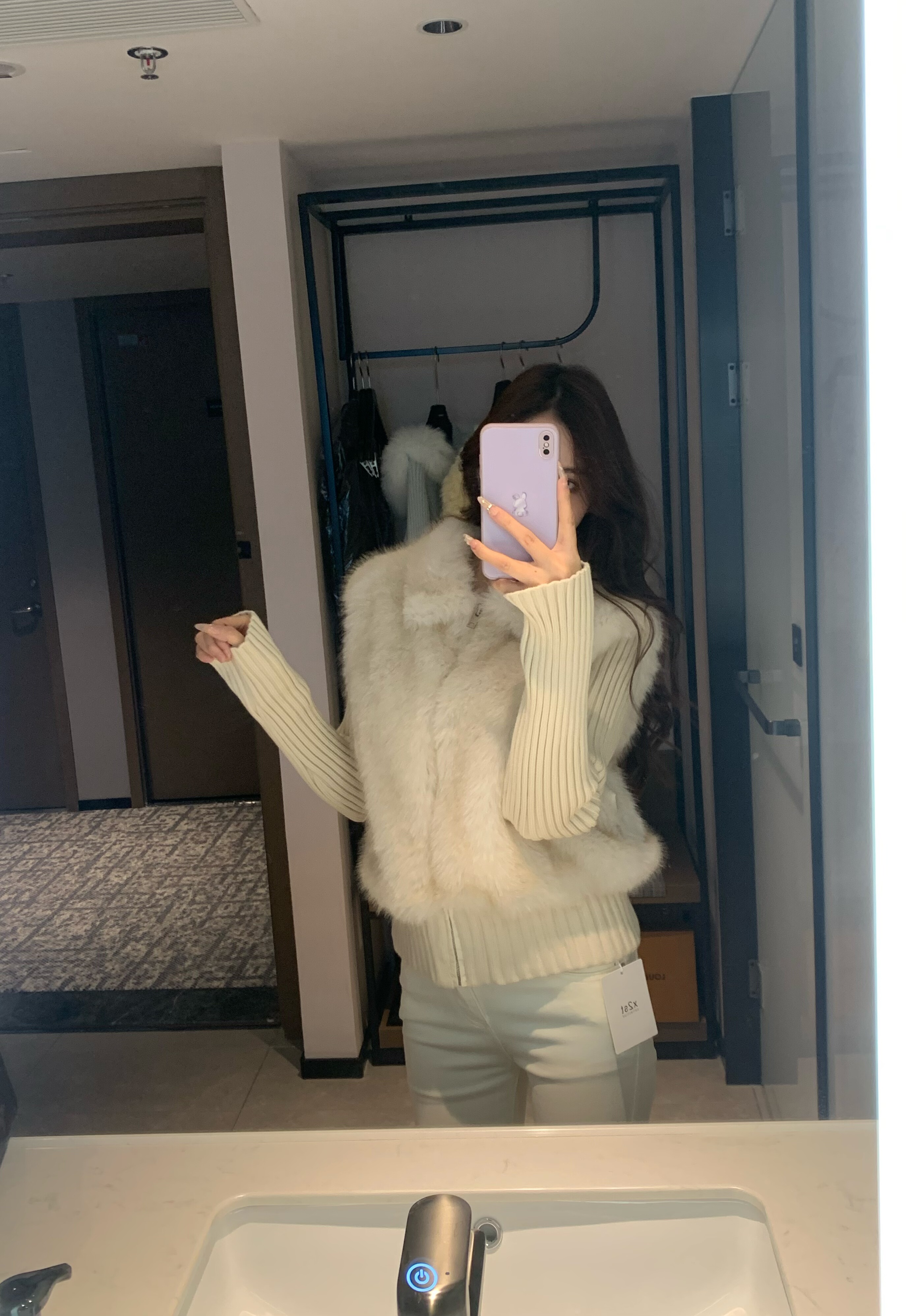 秋冬慵懒风贵气感修身毛毛上衣环保皮草针织拼接马甲外套女小个子