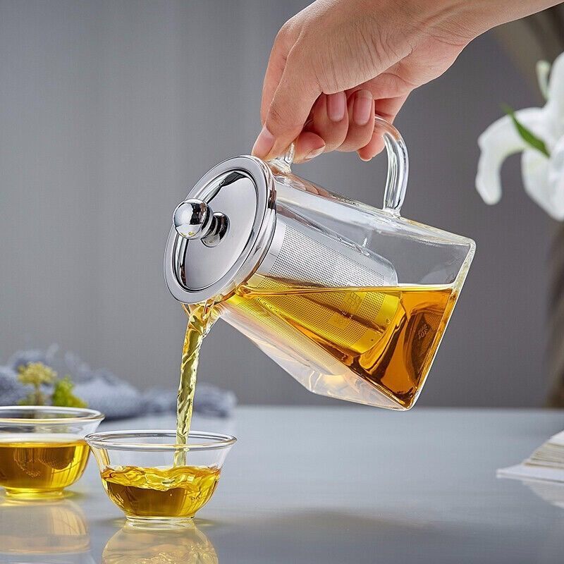 特厚耐高温玻璃茶壶304过滤网加厚四方公道杯分茶器家用泡茶壶 - 实物图