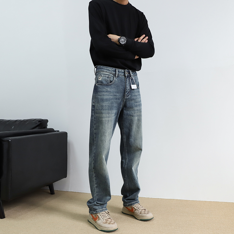 牛仔裤男直筒宽松水洗秋季长裤
