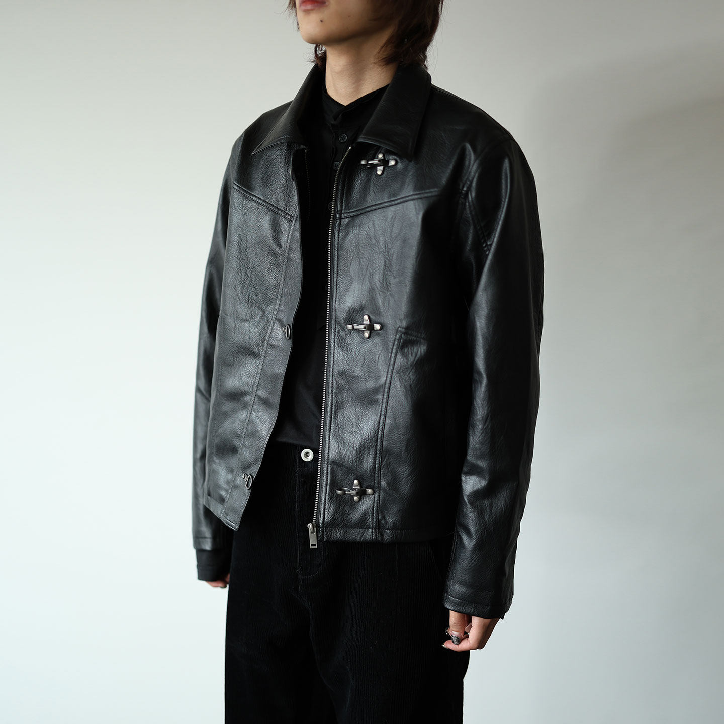 美式翻领PU皮衣外套男秋冬季夹克