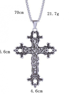 欧美复古创意花朵图案十字架合金