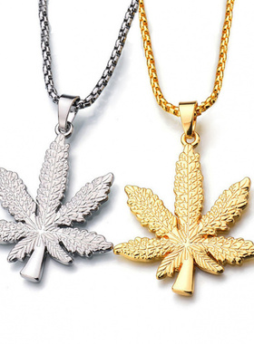 2025霸气wish爆款大叶子枫叶吊坠项链长款女士毛衣链跨境电商批发