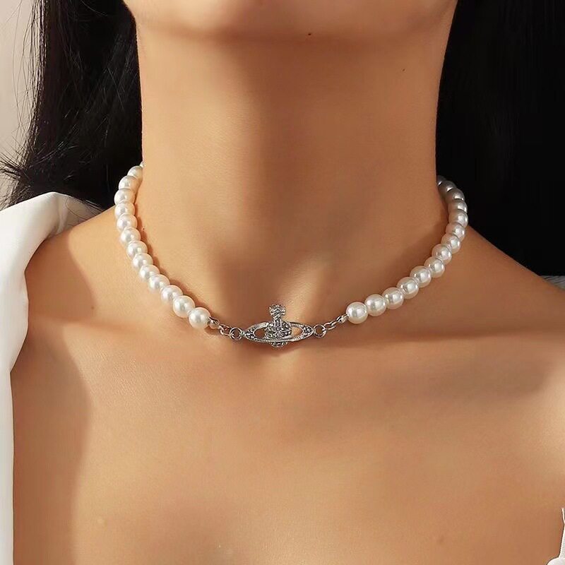 西太后同款星球仿珍珠项链欧美时尚ins同款金属锁骨项链女