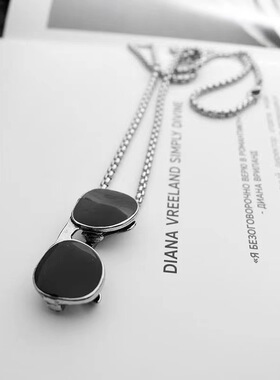 太阳墨镜项链ins个性装饰嘻哈风土酷欧美简约毛衣链卫衣链潮