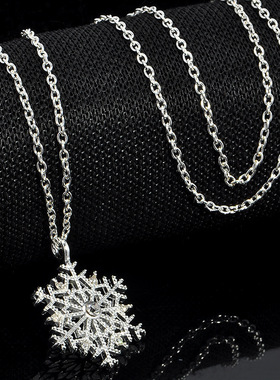 新款韩版雪花镶钻项链日韩流行短