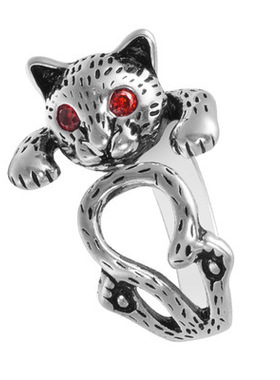 韩版猫复古做旧戒指女个性时尚红