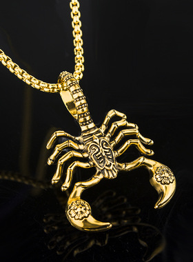 跨境爆品 明星嘻哈镂空复古项链 潮男配链 蝎子项链