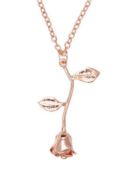 精致立体镂空玫瑰花吊坠项链送女