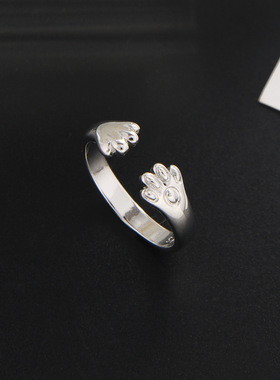 新款戒指女款电镀时尚创意猫爪开