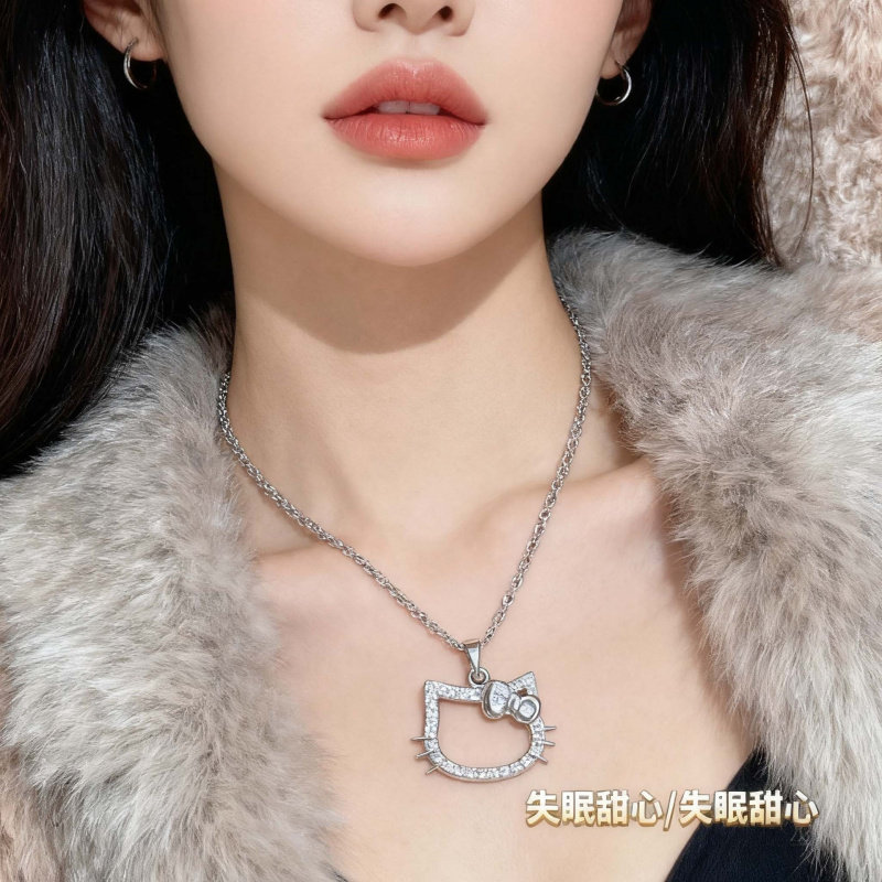 卡通Kitty猫镶钻项链时尚少女心