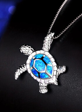 欧美热卖乌龟仿吊坠项链可爱精致海洋小乌龟欧泊项坠厂家直销
