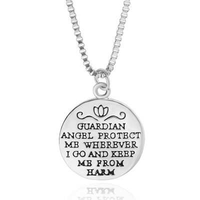 镀银镀金时尚合金字母爱心守护天使项链 亚马逊货源 产家直销