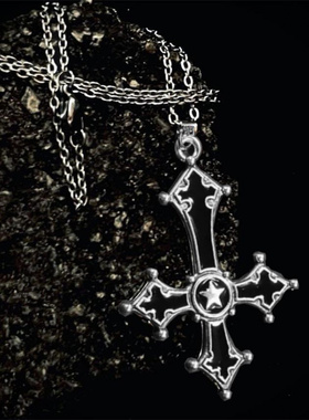 亚马逊 跨境血红色哥特式倒十字吊坠项链 饰品欧美朋克风十字架饰