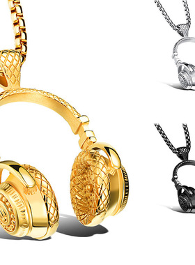 音乐项链复古耳机吊坠情侣款嘻哈