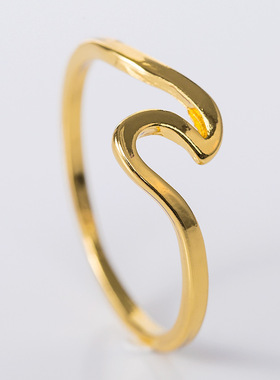 wish速卖通大波浪戒指激光切割人字形戒指指环跨境首饰品