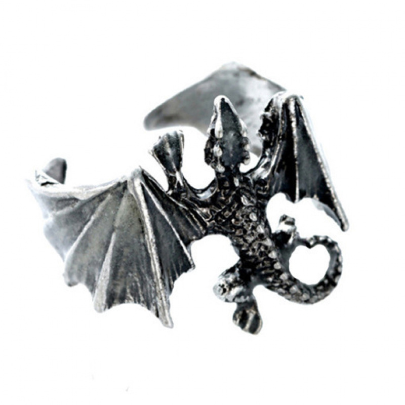 时尚欧美朋克风蝙蝠情侣对戒可调节蜥蜴指环复古翼龙戒指厂家