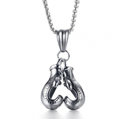 2023新款复古健身拳击手套项链 刻字霸气时尚朋克吊坠 配饰