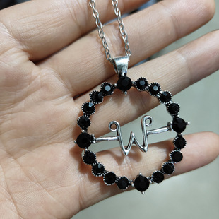 跨境亚马逊新品 欧美节日饰品 榜畅销热播美剧星期三暗黑W项链