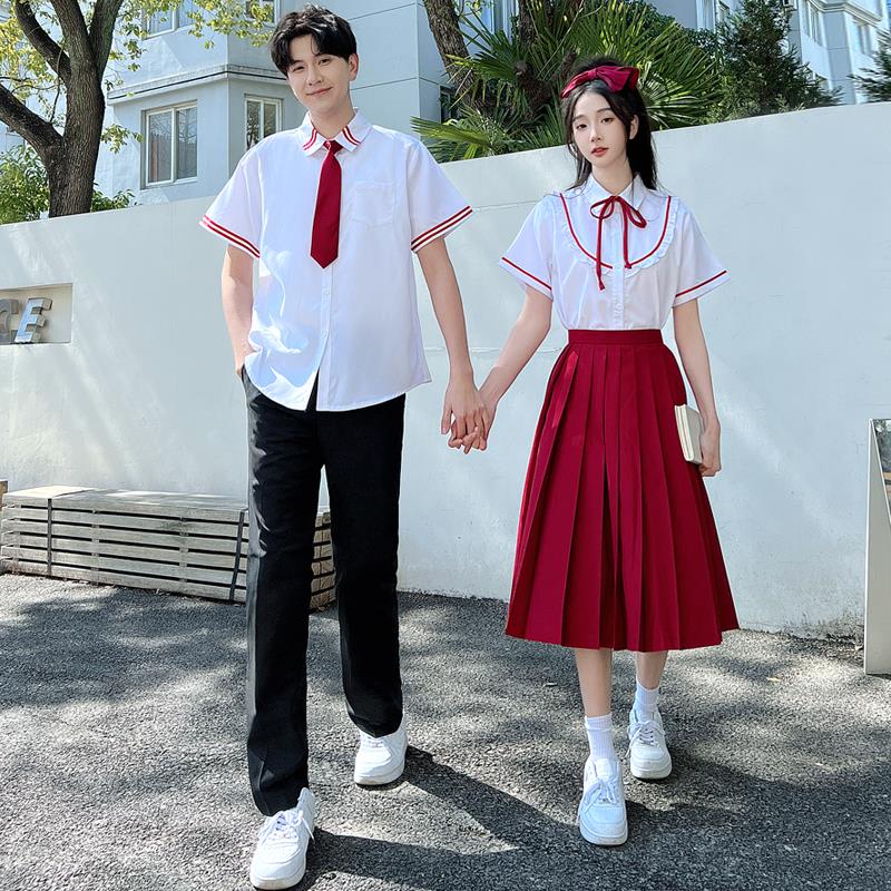 舞台演出服诗歌朗诵合唱红长裙国庆红歌青年学生毕业班服夏季套装