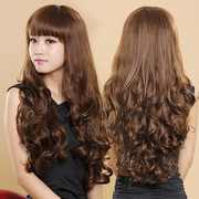 Wig female long curly hair big wave net red cute whole top long hair realistic natural daily curly hair full headgear